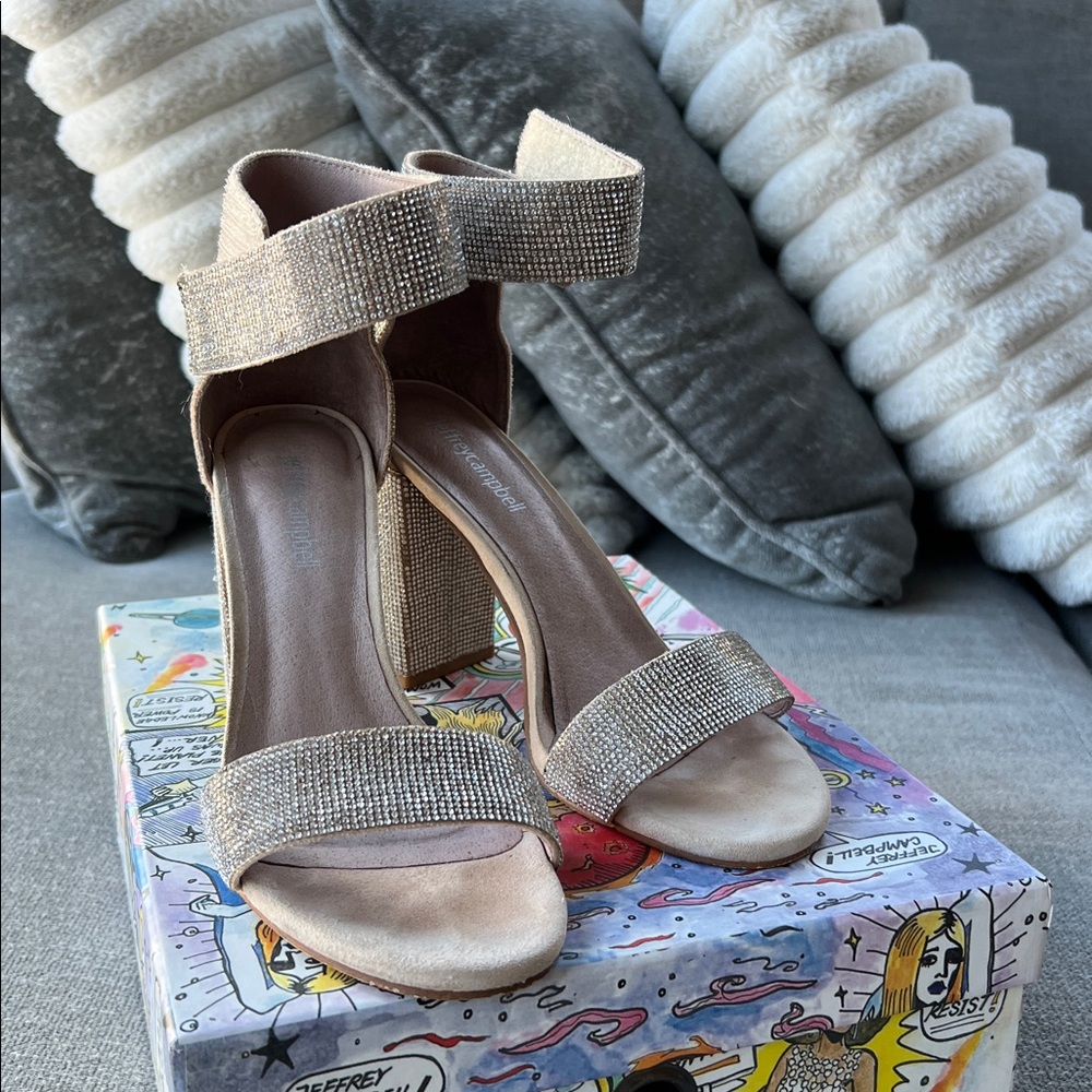 Jeffrey Campbell Beige and Silver Heels - Picture 2 of 3
